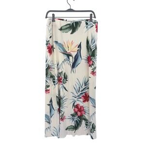 Tommy Bahama Womens Tropical Floral Maxi Skirt Cream Hibiscus Bird of Paradise M
